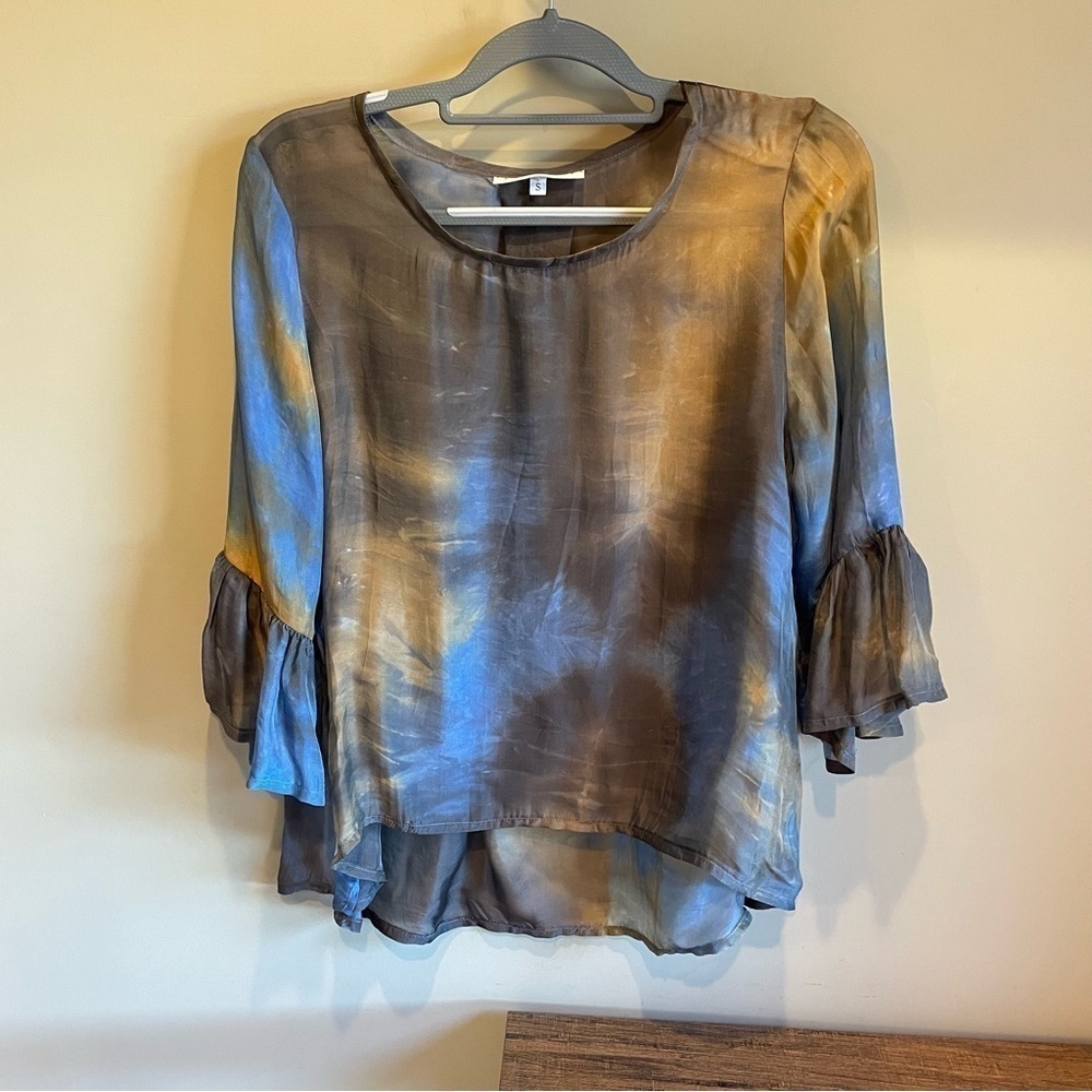 Bryn Walker Fran Blouse sz S silk blend Rancia blue brown